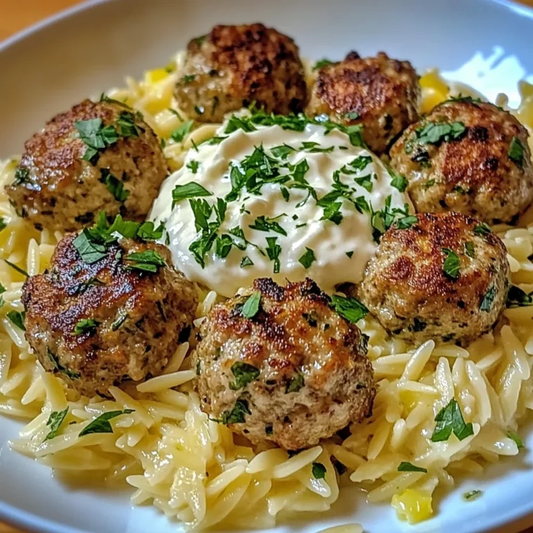 Boulettes Grecques & Orzo Citronné avec Crème de Feta