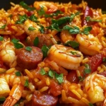 Jambalaya créole au poulet, crevettes et saucisses