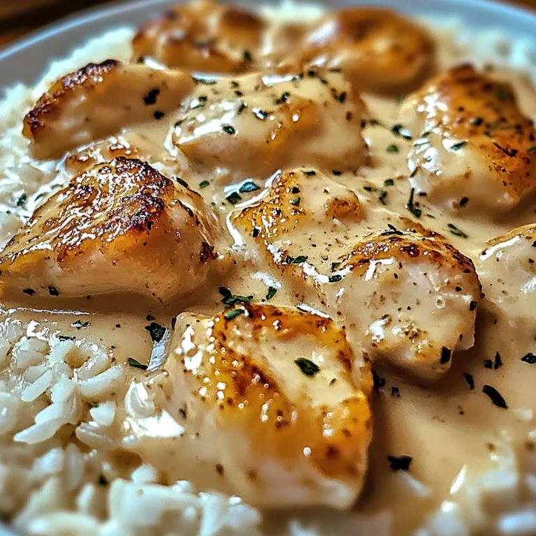 Poulet crémeux et riz en sauce