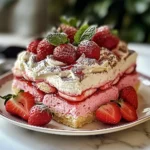 Tiramisu à la fraise avec biscuits roses de Reims