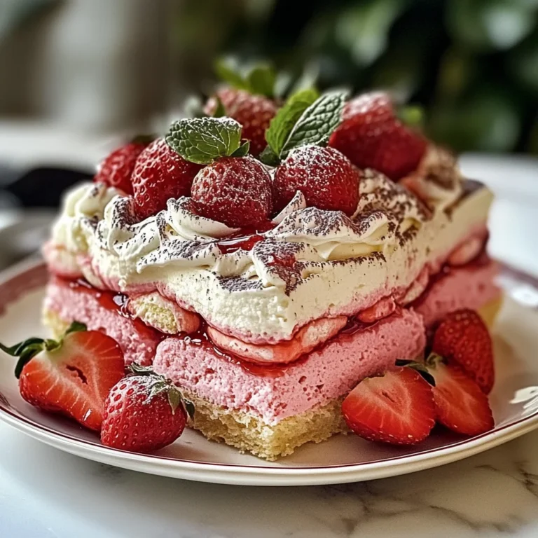 Tiramisu à la fraise avec biscuits roses de Reims